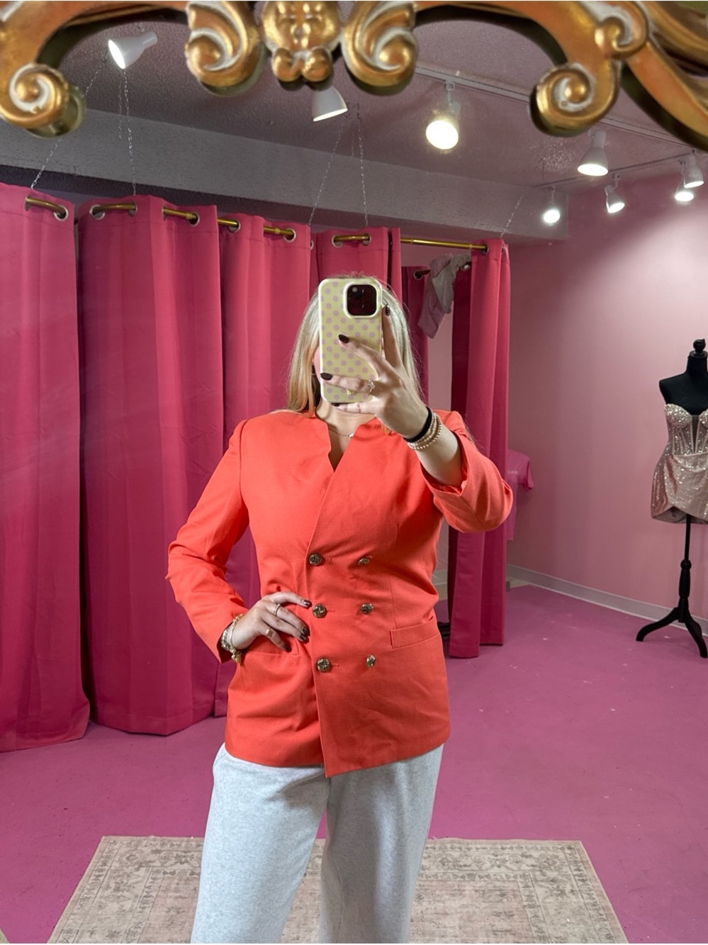 Le Suit Women's Double-Breasted Coral-Orange Blazer